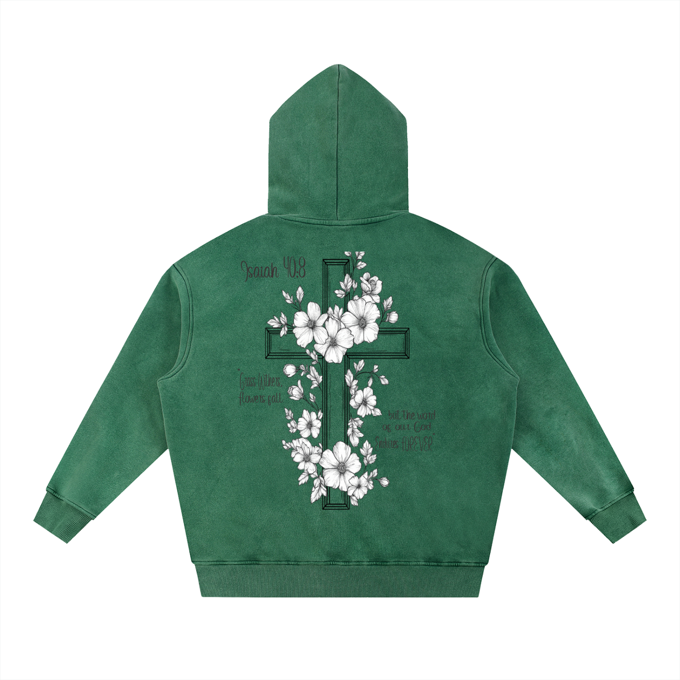 Floral Cross Scripture Oversized Hoodie