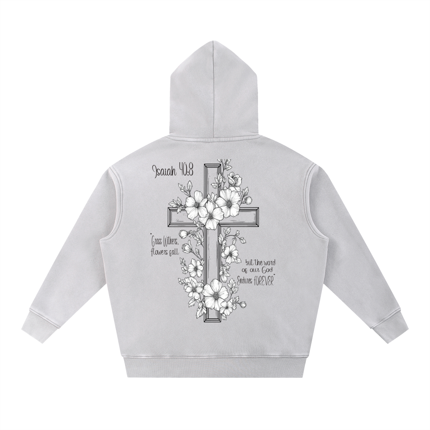 Floral Cross Scripture Oversized Hoodie