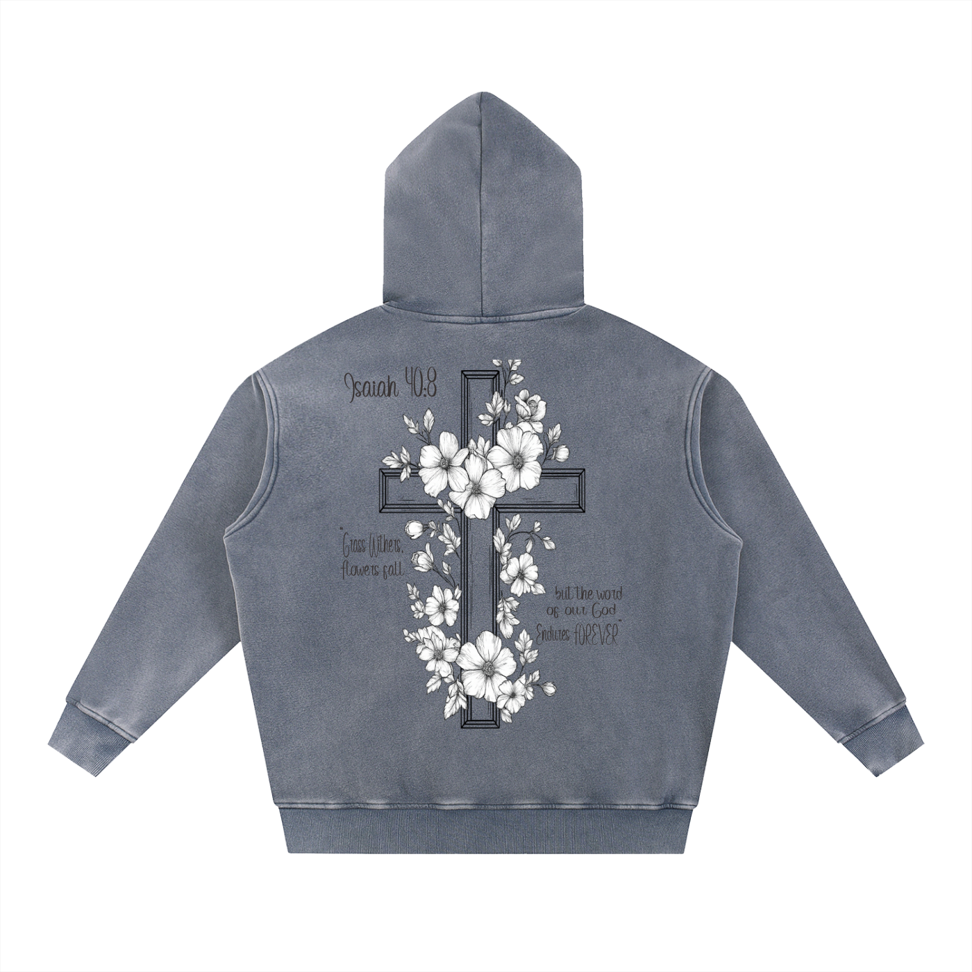 Floral Cross Scripture Oversized Hoodie
