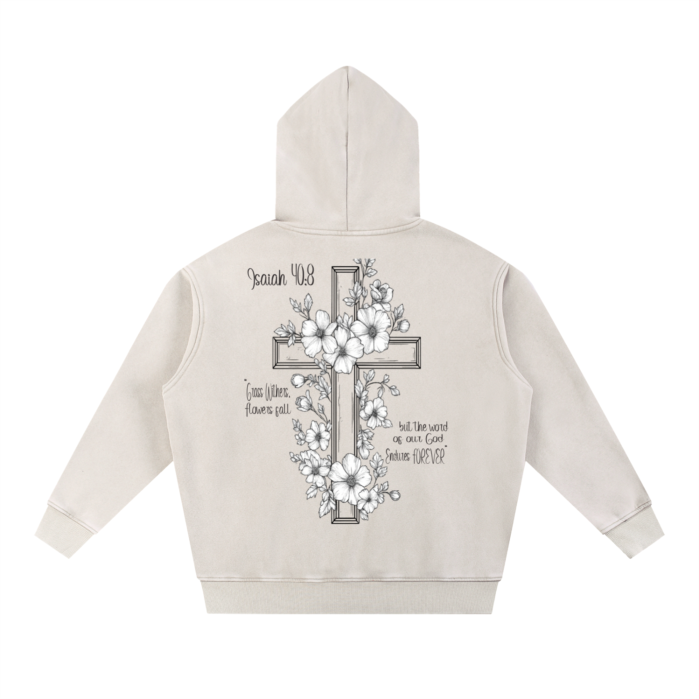 Floral Cross Scripture Oversized Hoodie